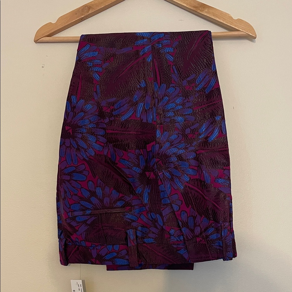 J. Crew Purple and Blue Floral Pencil Skirt